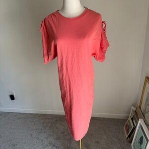 Isabel Marant Étoile Coral‎ Tie Sleeve Mini Dress Cotton Zarko Papaya Large